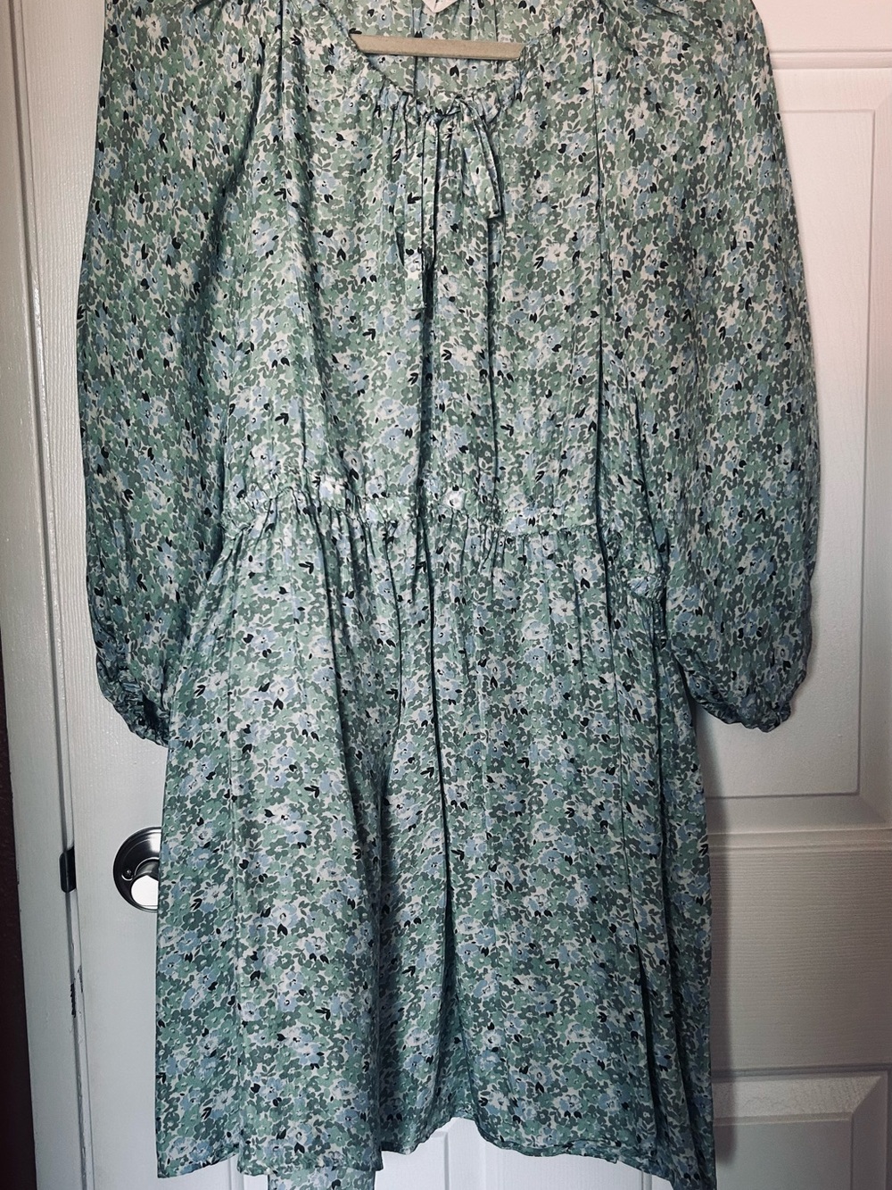 Floral Sage Green Long-Sleeve Dress